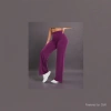 Jenny Aido's purple high-waisted wide-leg sweatpants with a waistband design are paired with white sports shoes Specification image